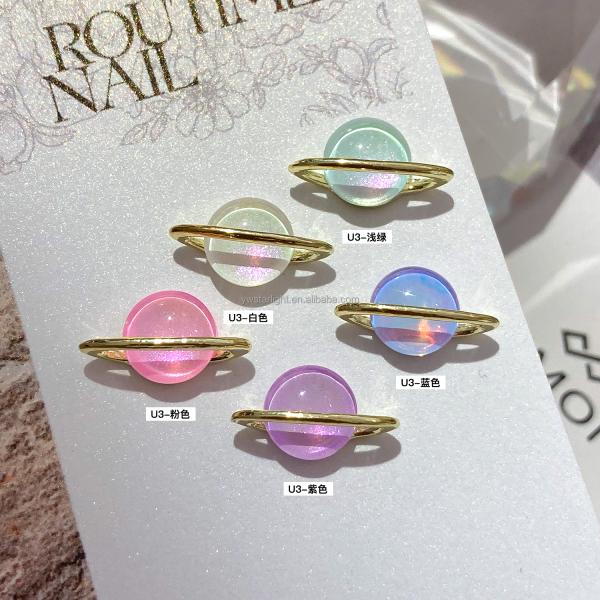 3D Nail Art Charms Shiny Saturn Nail Jewelry for Beauty Spa As Show Fashionable Style