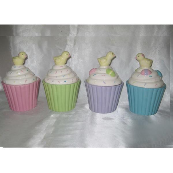 Buy Fashionable Ceramic Kitchen Canisters Hand Painted Easter Cupcake Trinket Box at wholesale prices