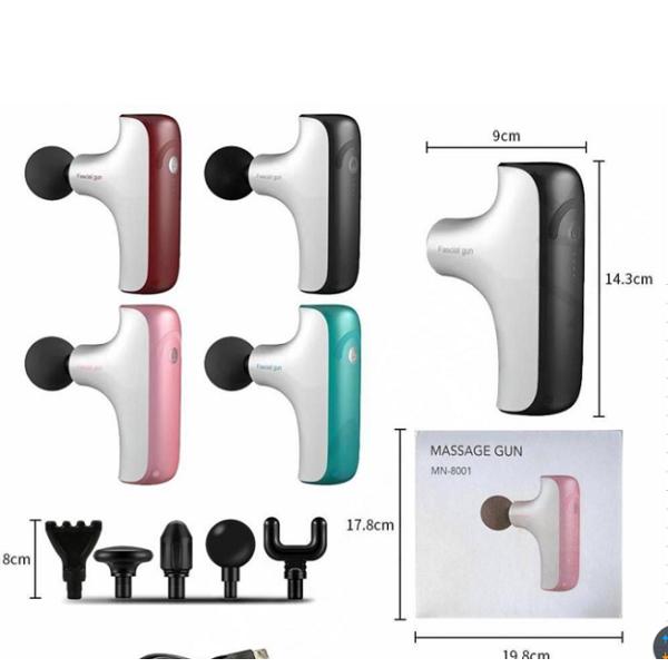 Handheld Muscle Massager ABS Body 1800mAh Battery 7.4V 30W 1500-4000RPM 5 Massage Heads 4 Modes Button Control