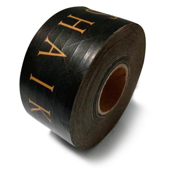 ODM Black Printed Self Adhesive Brown Paper Tape Fiber Reinforced Gummed Tape