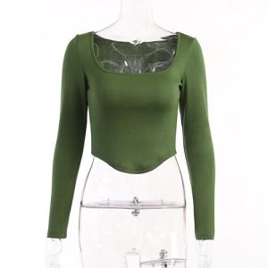 OEM maufactory Casual Top Female Autumn Polyester Long Sleeve Sexy Circular