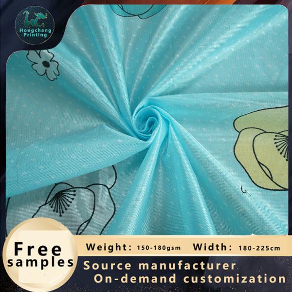 70g Sky Blue Color Printing Polyester Mattress Fabric Heat Resistance
