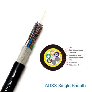 Adss G652d Single Mode Aerial Optic Fiber Cable 6 / 12 / 48 / 96 / 144 Core