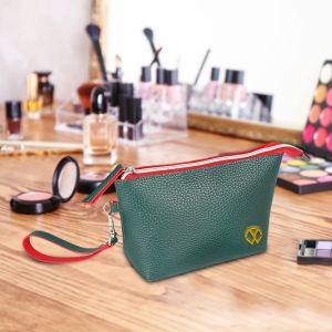 Mini Makeup Toiletry Bag Travel PU Leather Cosmetic Organizer Gifts 6x2x4"