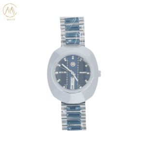 Round Type Quartz Wrist Watch with Steel Silver Bezel for Men