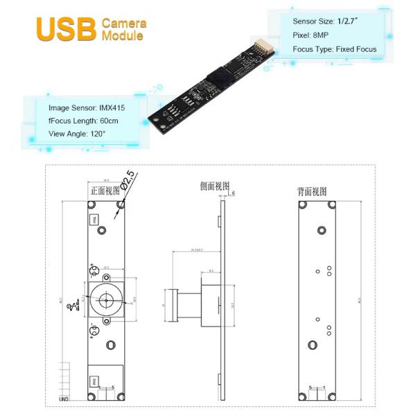 New Sony IMX415 Sensor Wide Angle Fixed Focus USB2.0 Camera Module