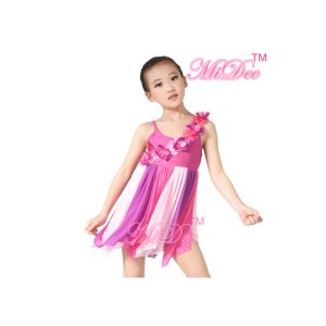 China Girls Modern Dance Costumes Camisole Asymmetrical Floral Lyrical Dress on sale