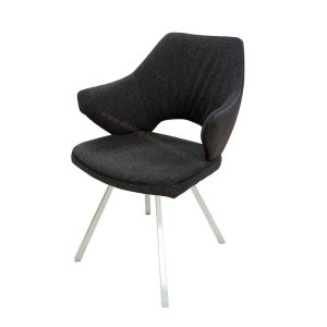 Fabric Upholstered Stainless Steel Dining Chairs Stylish Brushed Coned Legs