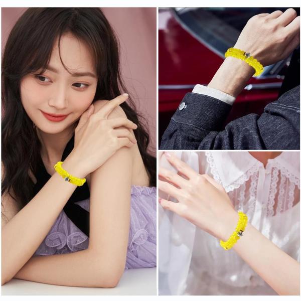 Elastic Round 8mm Gemstone Bead Yellow Jade Crystal Bracelets OEM ODM