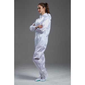 Anti Static ESD autoclavable cleanroom hooded white garment coverall with shoes