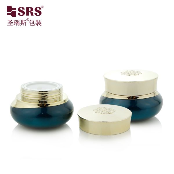 GLG028 50g Luxury Crown Design Painted Custom Color With Metalized Gold Shiny Wholesale Glass Jar For Cream