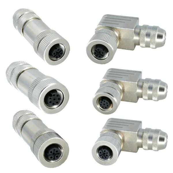 X Code 4 8 Pin M12 Waterproof Connector Male Female Straight / Elbowed IP67 IP68