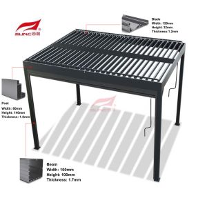 3x3m Outdoor Aluminium Manual Louvered Pergola Windproof Sun Protection