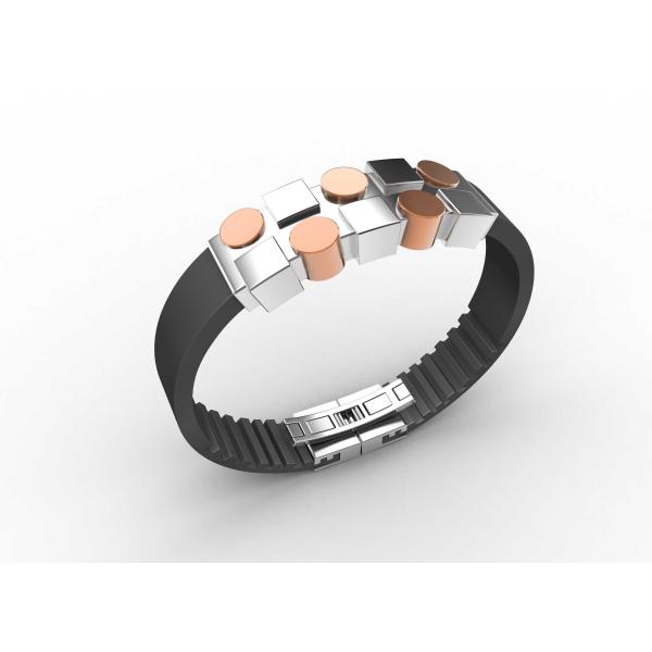 Top Quality Europe Fashion Stainless Steel Genuine Leather Silicone Bangle