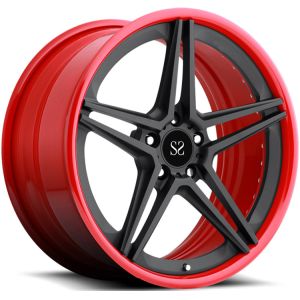 21inch 9.5J Customized 2-PC Alloy Rims For Ferrari 458 Speciale Red Gloss Black