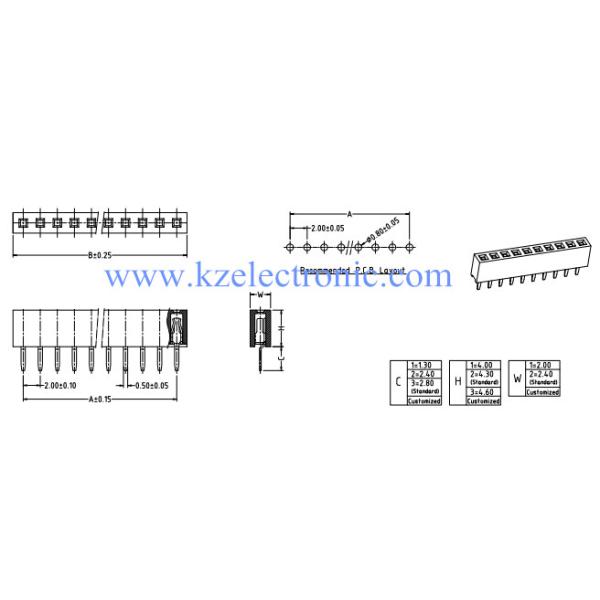 Pitch 2.0mm single row female socket, female header connector