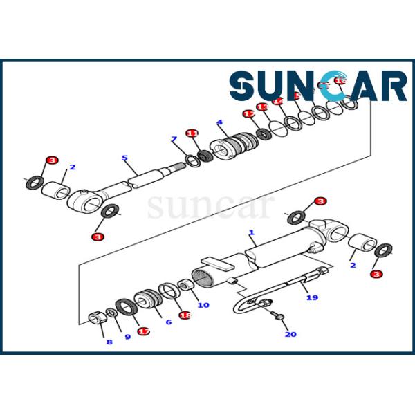 Buy 878000503 Boom Cylinder Seal Kit Komatsu Inner Part Excavator Service Kit Fits Excavator PC12R-8 at wholesale prices