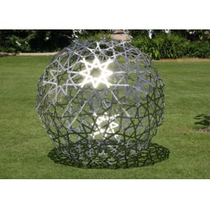 Metal Garden Ornaments Sphere Sculpture Stainless Steel Hollow Design