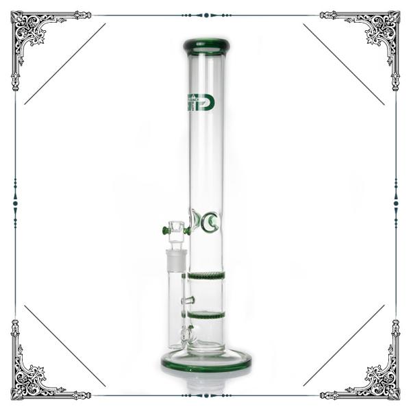 17'' Grace Straight Tube Glass Water Pipe With Double Honeycomb Perc Hookah Bong