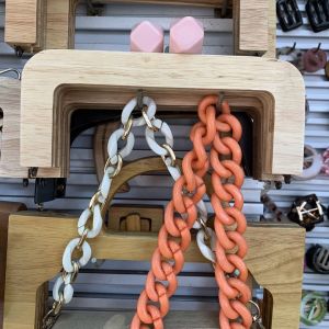 TGKELL Round Bamboo Bag Handles Wood Plastic Resin Material