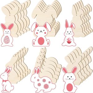 Easter Unfinished Wood Bunny Cutouts, Hanging Rabbit Cutouts Rabbit Shape Craft