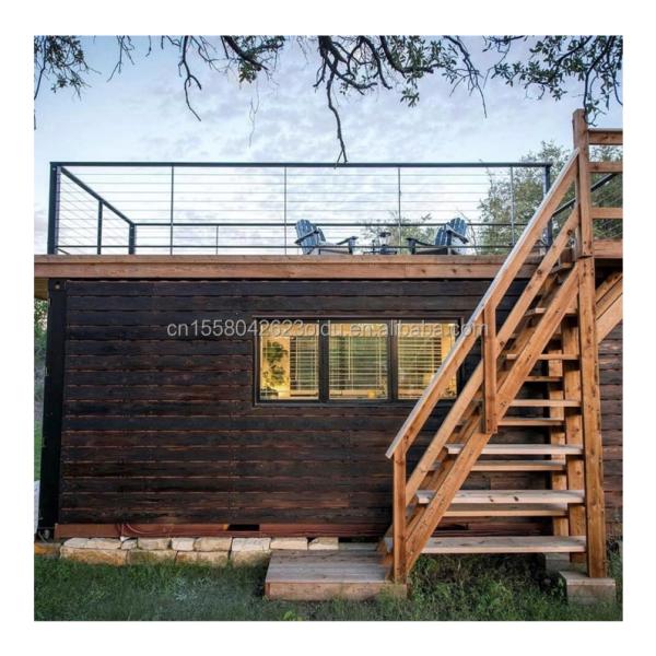 50/75/100mm Wave Sandwich Panel Tiny Wooden Prefab House Container Living Two Story Container Buildings Cabins Wooden Villa