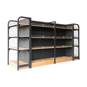 Single-Sided Metal Supermarket Shelves Freestanding Light Duty