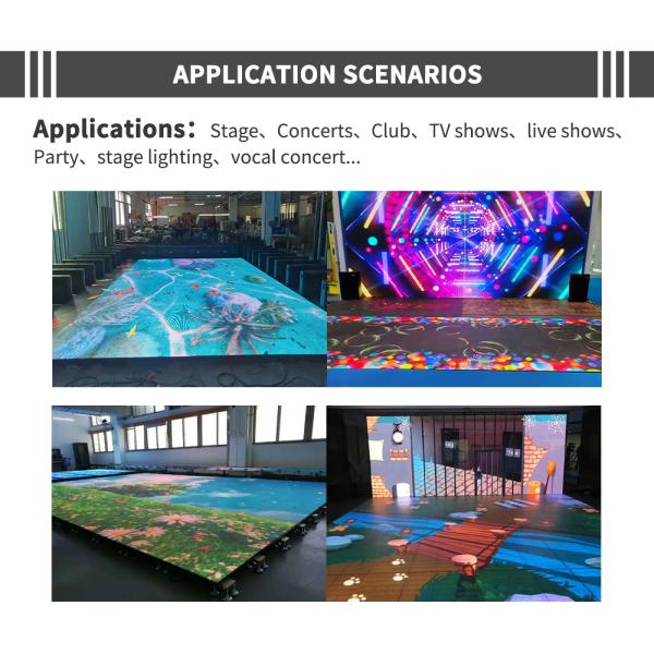 3D LED Dance Floor Panels Full Color Video LED Dance Floor 4.81mm Pixels