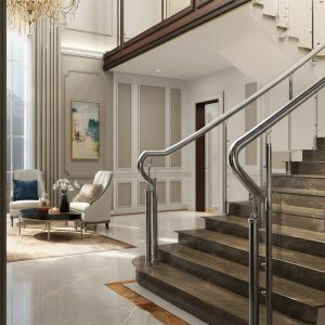 Stylish Curved Stainless Steel Handrails for Home Staircases