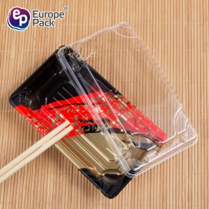 Eco-friendly disposable plastic square sushi tary for salmon