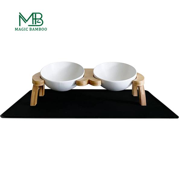 Waterproof Anti-Slip Silicone Mat Tilt Raised Pet Feeder for Food 39.8 x 18.29 x 11.2 cm