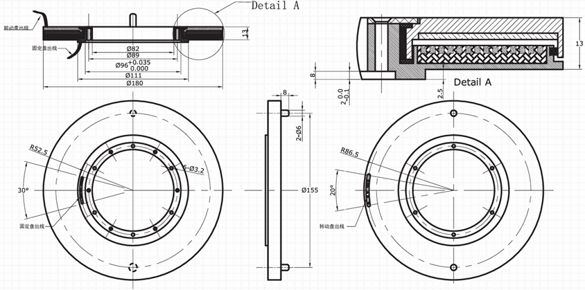 Solid Copper Type Pancake Slip Rings With Double Sided Rings Design
