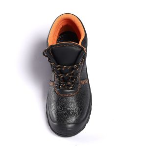 Embossed Cow Leather Upper Steel Toe Steel Palt Anti Construction Site Safety