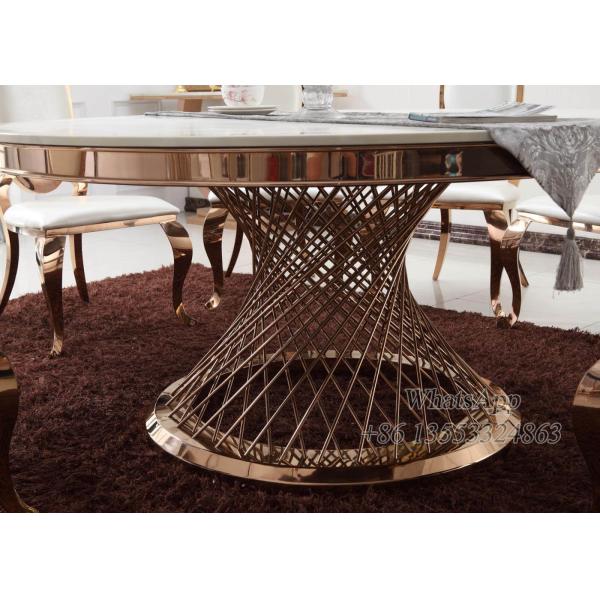 Marble Dining Table Luxury Gold Stainless Steel Dining Table with Chair For Sale (YS-4)