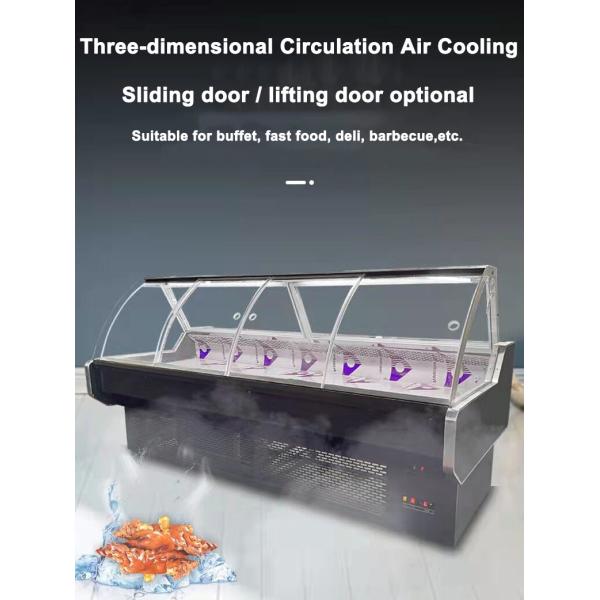 Inside Stainless Steel Delicatessen Deli Display Chiller For Shop Fan Cooling