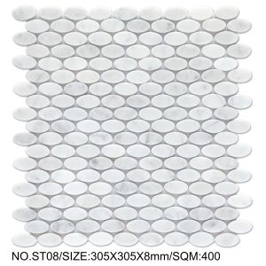 China White and Light Green Firebrick 305x305mm Natural Stone Mosaic For Dining Room and Office on sale