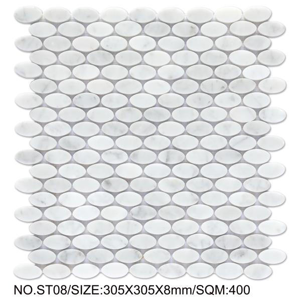 White and Light Green Firebrick 305x305mm Natural Stone Mosaic For Dining Room and Office