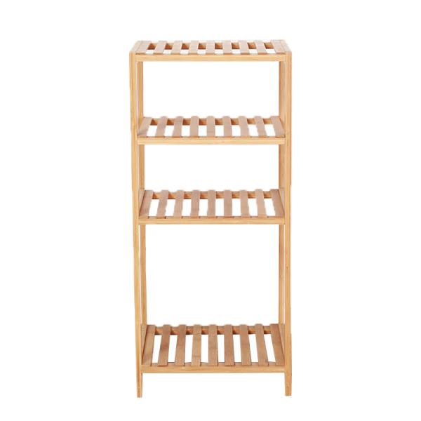 Custom 4 Tier Rectangle Bamboo Shoe Shelf Rack For Warehouse Storage