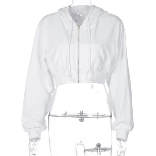 2020 Women Hoodie Short Style Long Sleeve Hooded Zipper Pocket Sweatshirt girl coat Can be customized logo