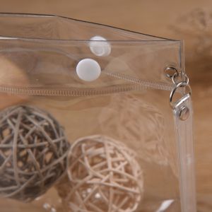 PVC Plastic Bag With Button Skincare Packaging Eco Friendly With Press Button