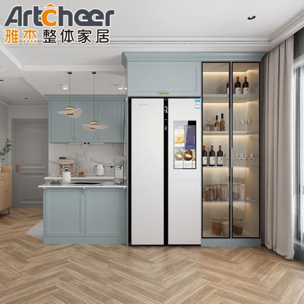 Sale Shaker Grey Solid Wood Kitchen Cabinet with Laminated Bullnose Countertop Edging