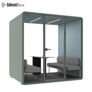 Movable Soundproof Meeting Pod with 4 People Seats STC30dB and 4000K Natural
