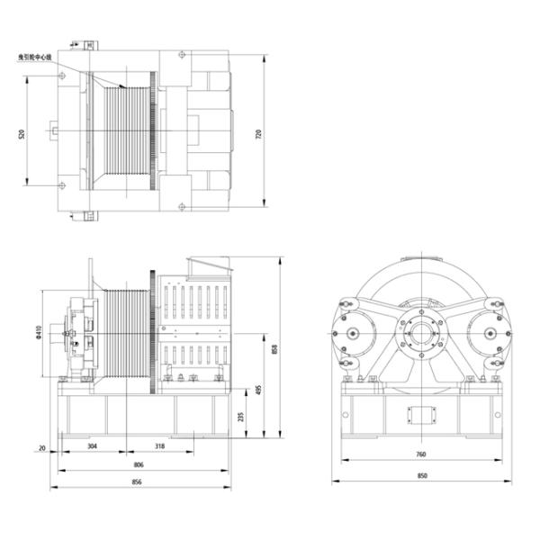 340V Voltage Gearless Traction Machine For High Speed Elevators