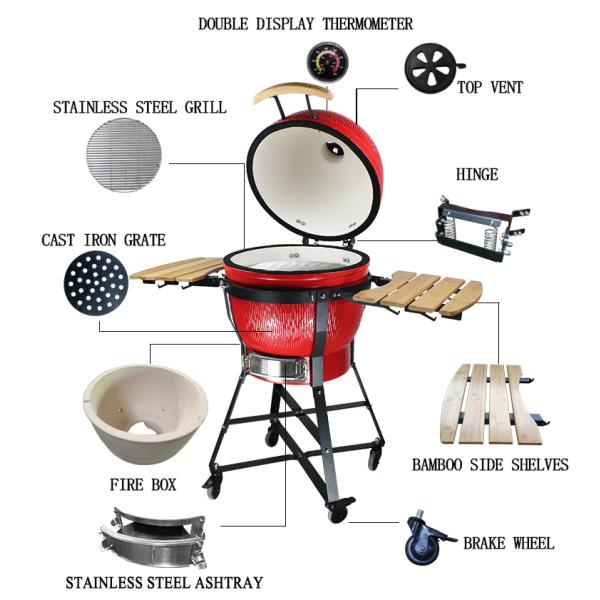 Indoor Kamado Mok Komado Keuken Lighter Kamado Grill Sobremesa Inni Grid Media 21grill Auplex 29 Inch BBQ Charcoal Grill Smoker