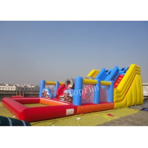 Red Multifunctional Inflatable Water Slide With Obstacles N Pool