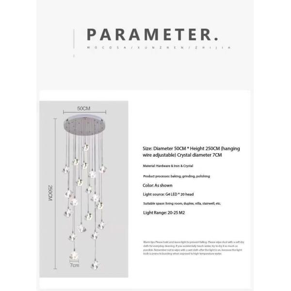 Crystal Chandelier Living Room Lamp Duplex Stair Lamp For Modern Atmosphere