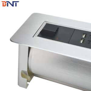 Office 2 pin round EU power hidden table mount socket outlet with usb charger