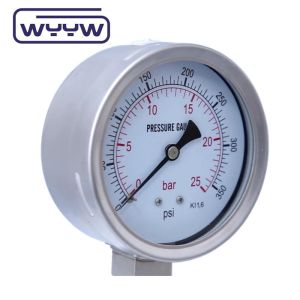 Precision Industrial Laser Welded Liquid Pressure Gauge With Black Aluminum