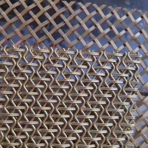 Burnished Brass Crimped Wire Grille Diamond Mesh 3-10mm Aperture