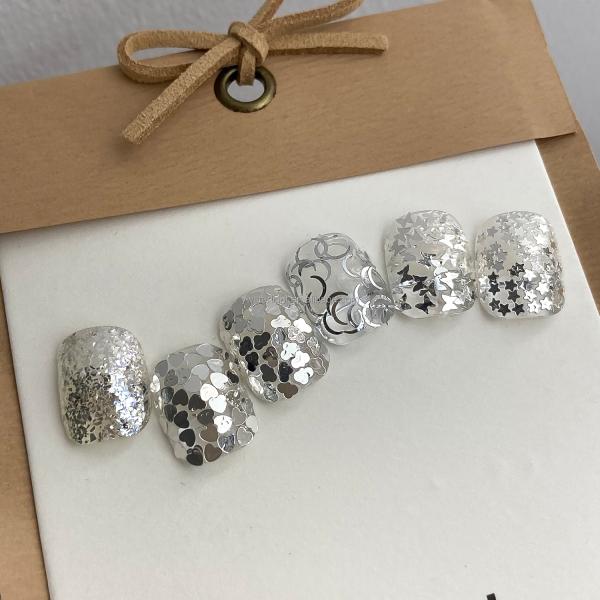 Nail glitters Korean bling super bright Nail polish silver color star heart Sequin summer nail sequins